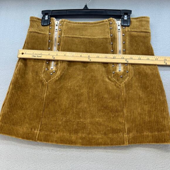 Pol Women's Corduroy Mini Skirt Size Large Mustard Color Dueling ZippersSMS14A - Picture 3 of 10